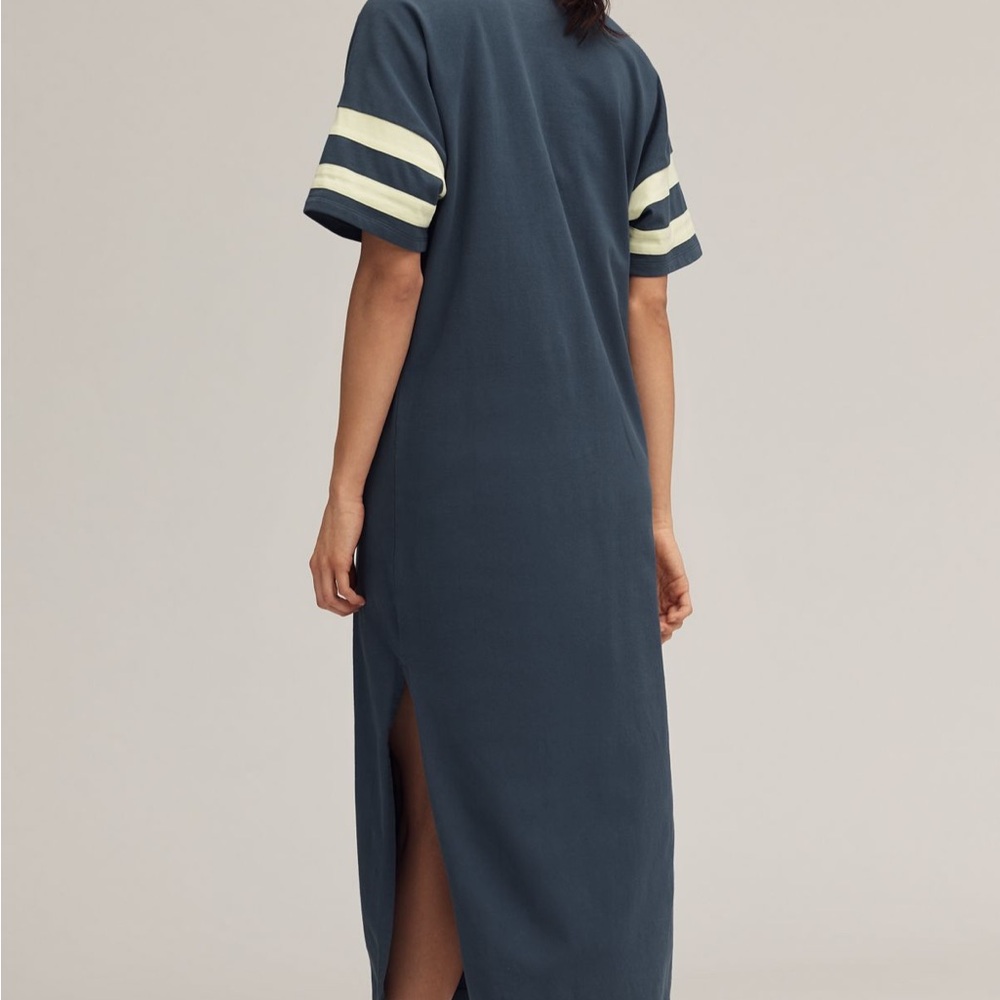 Anthropologie Navy Midi Dress with Cream Stripes - Picture 2 of 8